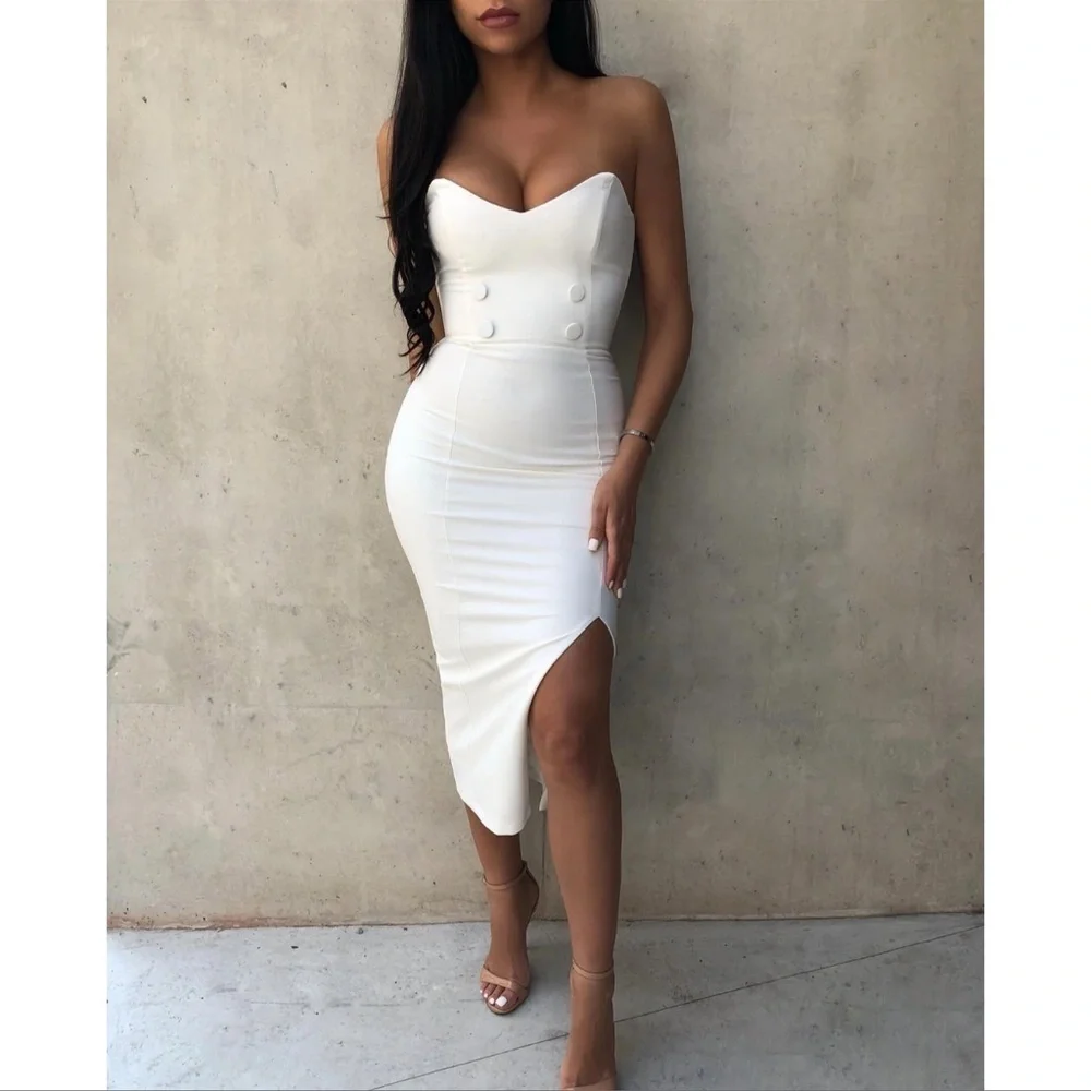 nookie bodycon dress | Dresses | Nookie Bella Strapless Midi In Ivory A spellbinding style for SS26Launch1 Neeno Women's Dresses Solid Color:Ophelia Blush Multi